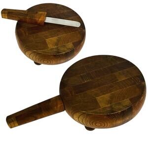 Dansk Wood Cheese Board Integrated Spreader Handle 60s Charcuterie Mid Century